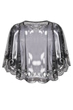 Zapaka Cape à Paillettes Noires Style Rétro des Années 1920