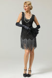 Robe noire flapper à paillettes