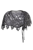 Zapaka Cape Femme Paillettes Fleur Noire Années 1920