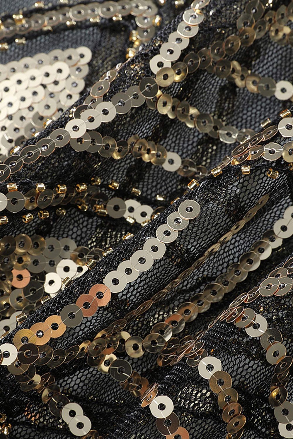 Cape à Paillettes Noires et Dorées des Années 1920