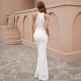 Robe noire de bal de sirène de sequin