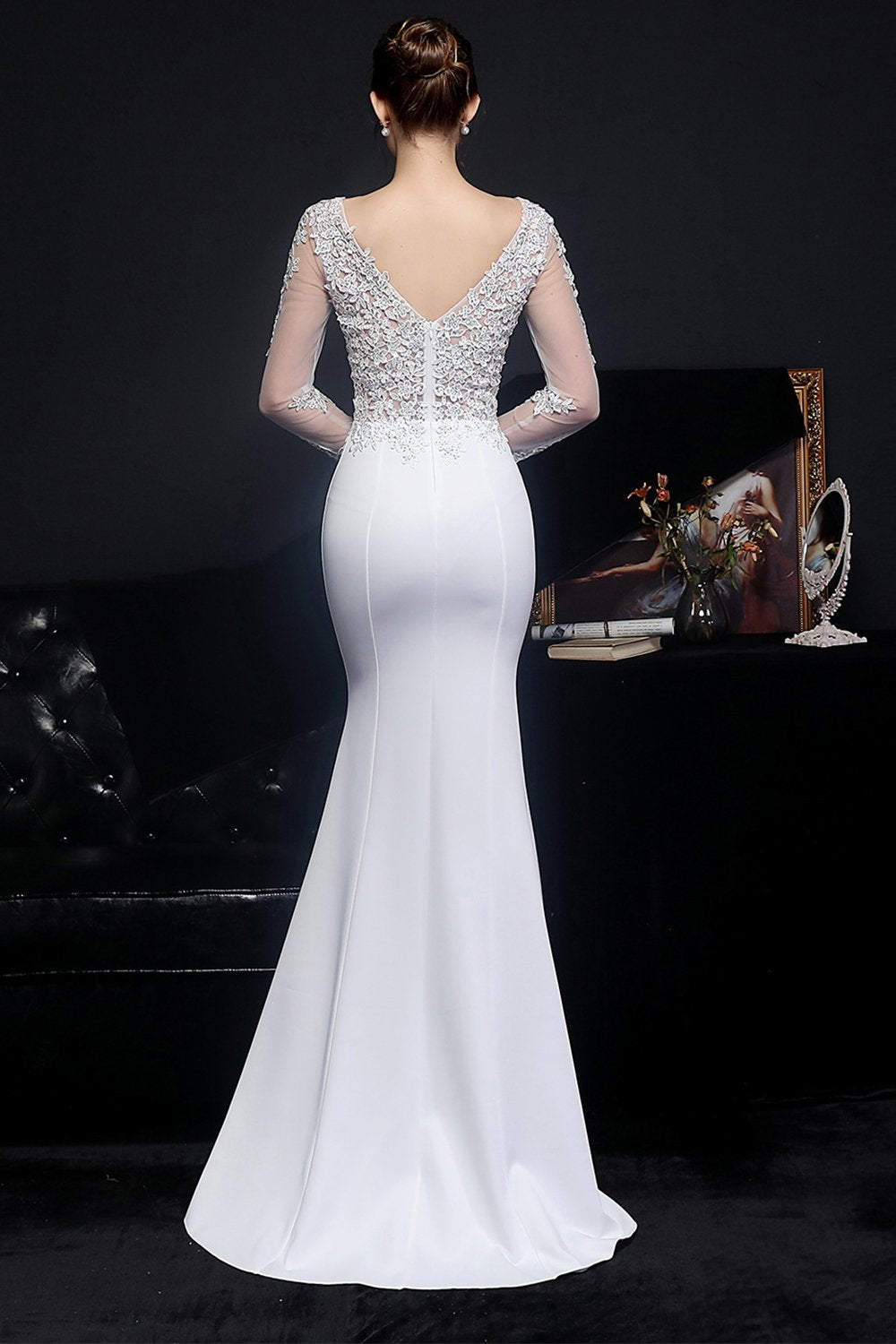 Robe blanche applique prom