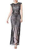 Robe Sirène Noire 1920s Gatsby Flapper avec paillette