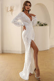 Robe Blanche V Neck Lace Maxi Boho