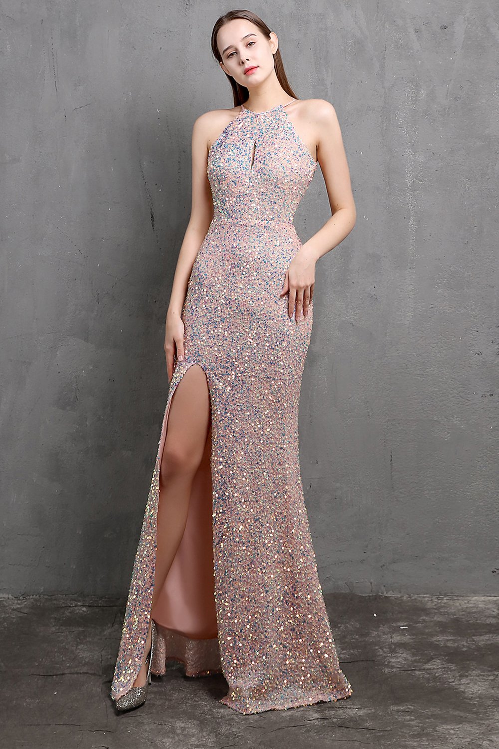 Robe Bordeaux Robe de Soirée longue à sequins