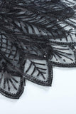 Zapaka Cape à Paillettes Noires Style Rétro des Années 1920