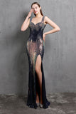 Gold Mermaid Sequin V Neck Prom Robe