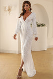 Robe Blanche V Neck Lace Maxi Boho