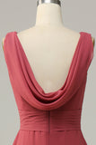 V Col Désert Rose Sans manches Chiffon Robe de demoiselle d’honneur longue
