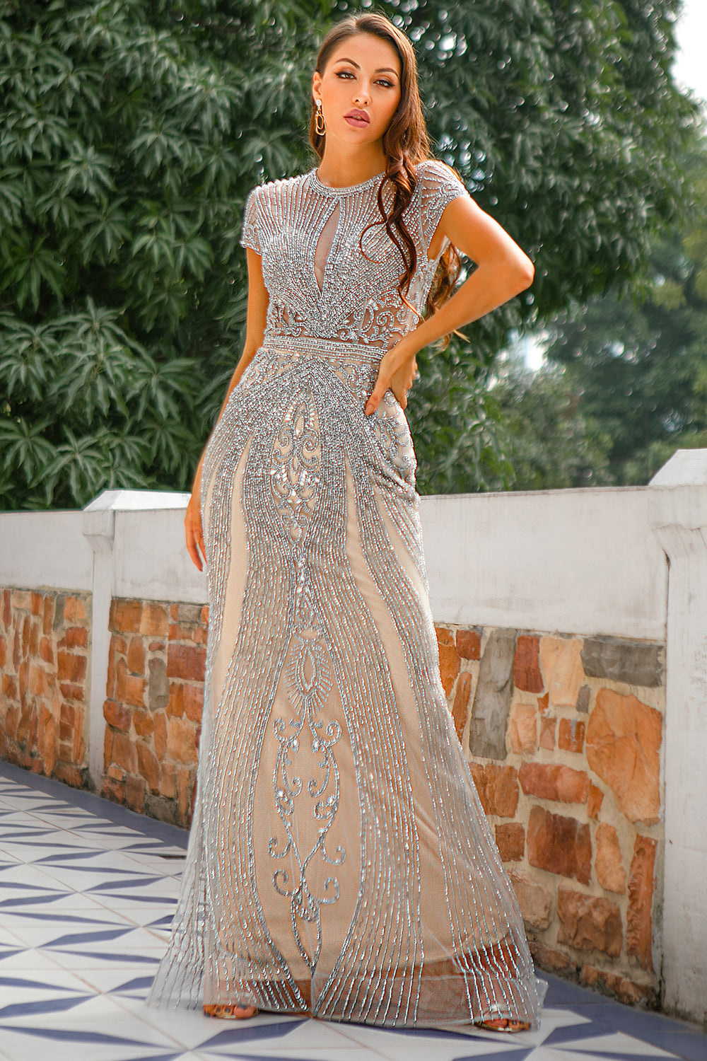 Robe de bal sirène perlée