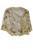 Zapaka Cape à Paillettes Ivoire Style Rétro des Années 1920