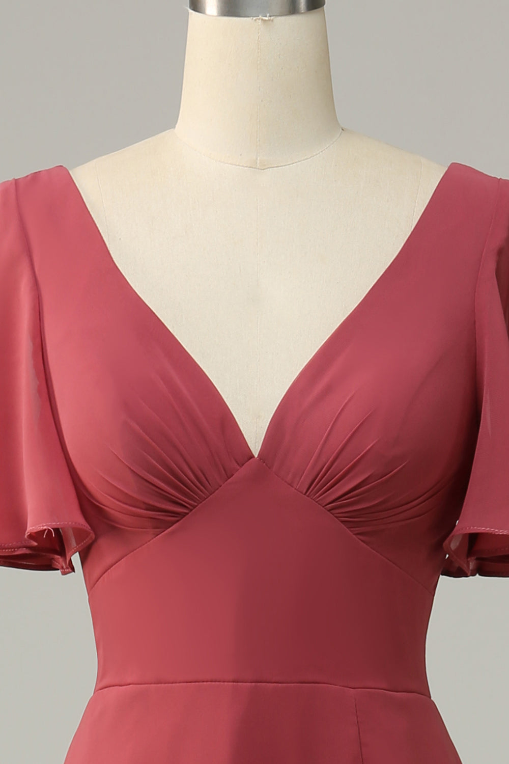 V Col Manches Courtes Dos Ouvert Robe de demoiselle d’honneur