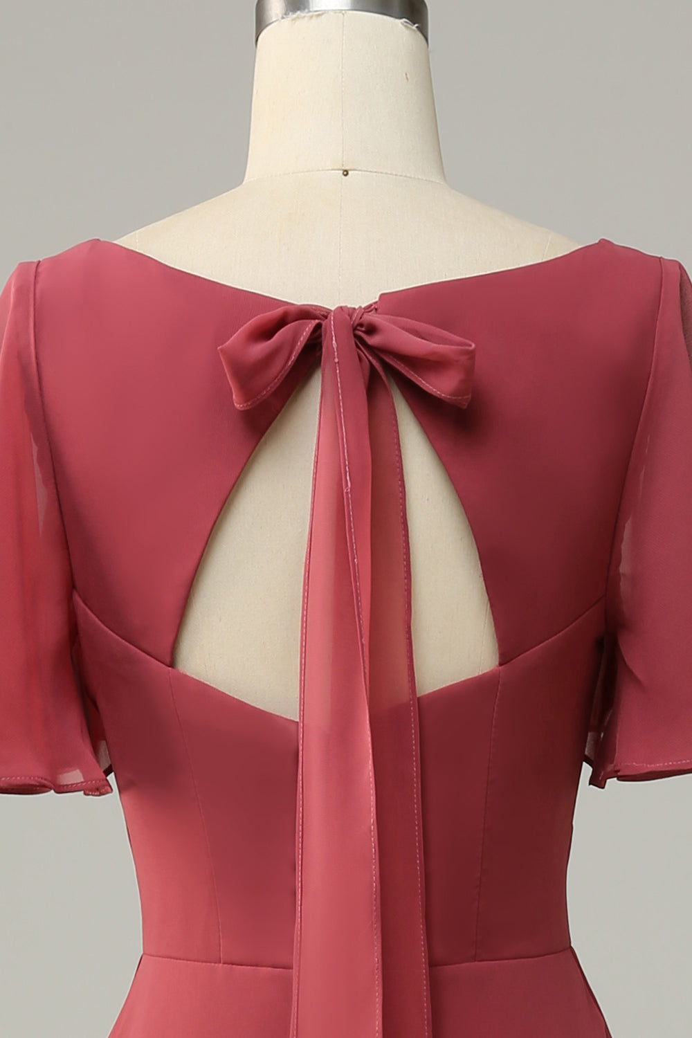 V Col Manches Courtes Dos Ouvert Robe de demoiselle d’honneur