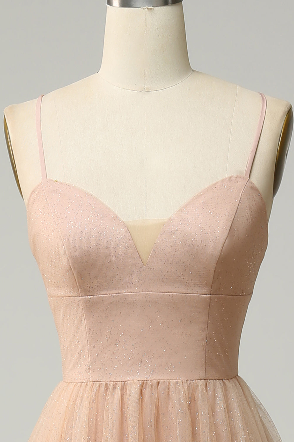 Champagne A Line Spaghetti Strapes Robe demoiselle d’honneur