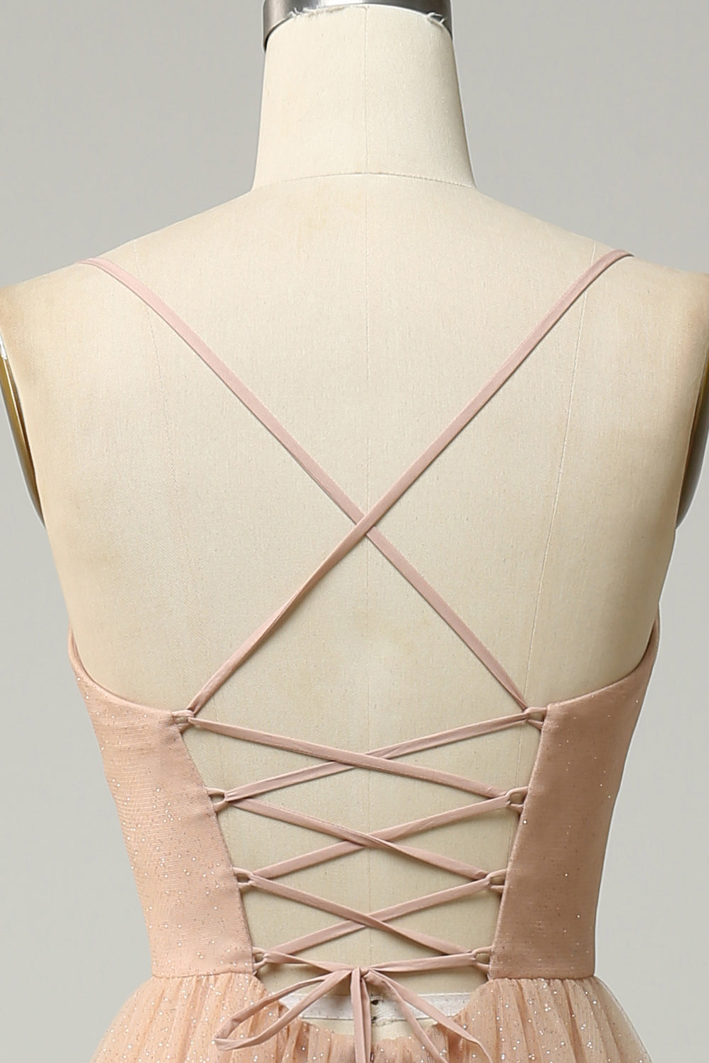 Champagne A Line Spaghetti Strapes Robe demoiselle d’honneur