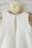 Jewel White Flower Girl Robe avec Nœud Papillon