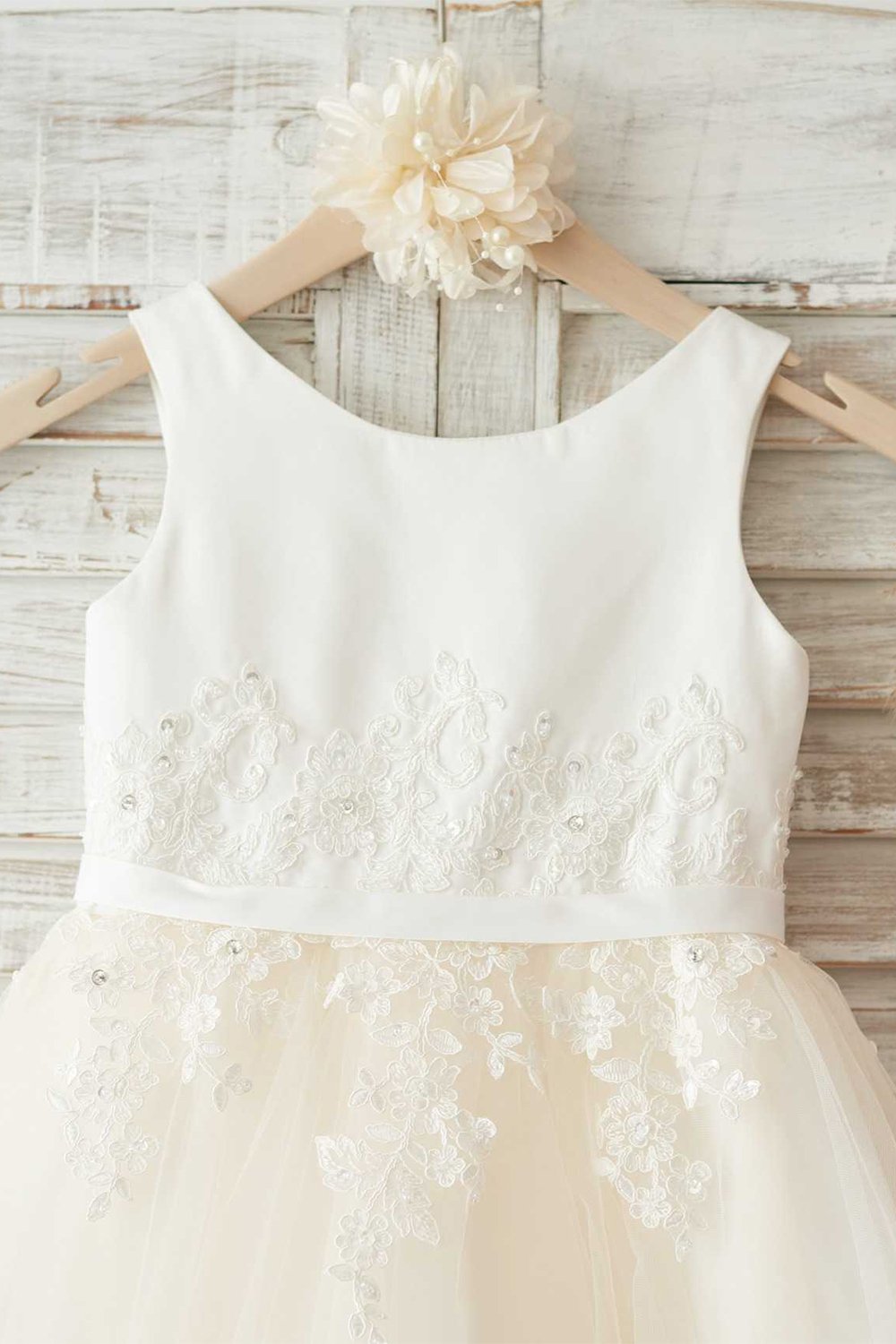 Filles Bambi Ivory Broderie Anglaise Tulle Robe