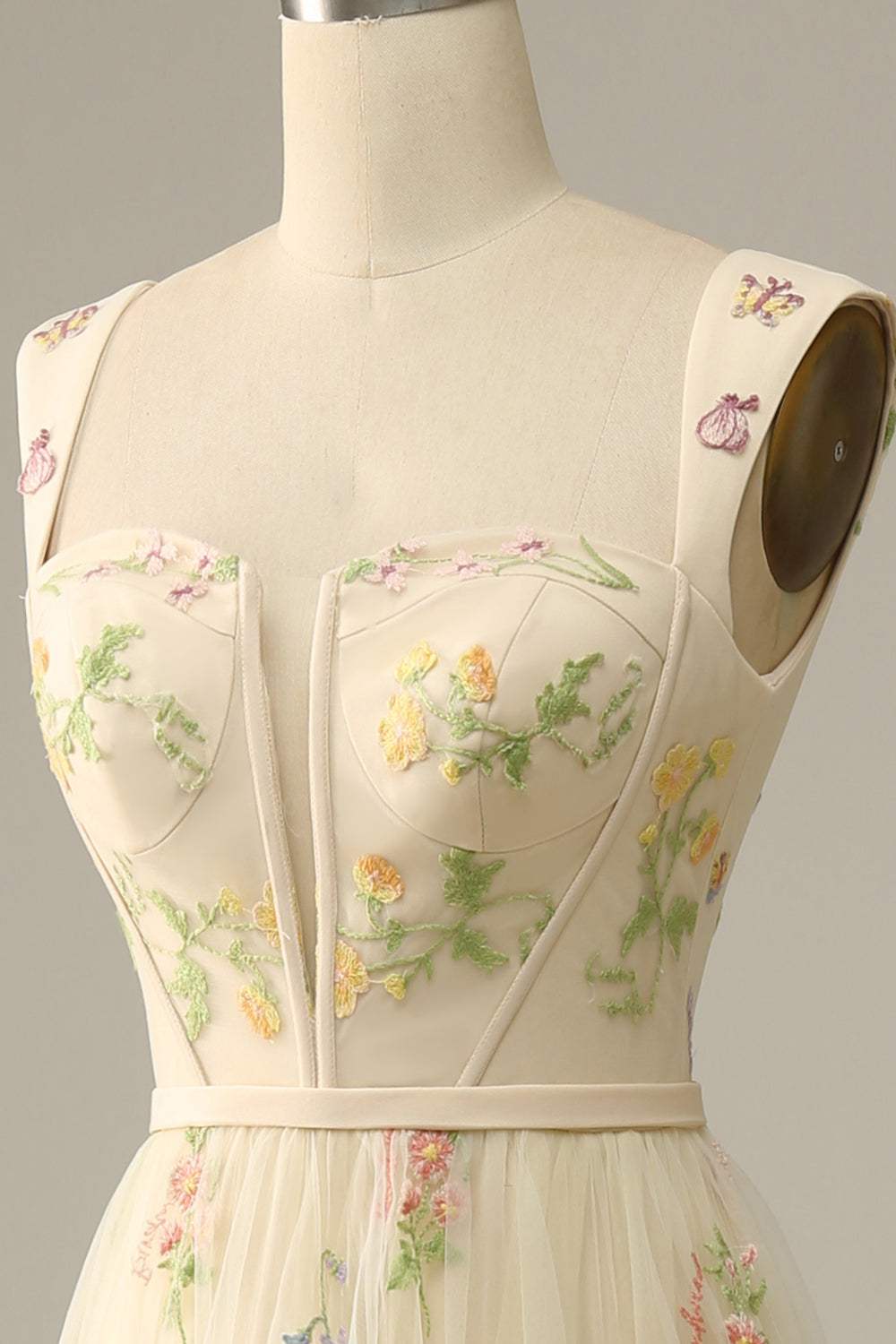 Champagne A-Line Robe de bal de broderie