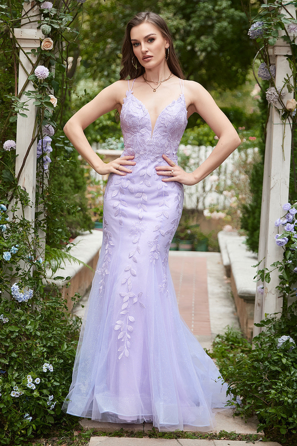 Bretelles Spaghetti Sirène Robe de soirée longue bleue avec Appliques