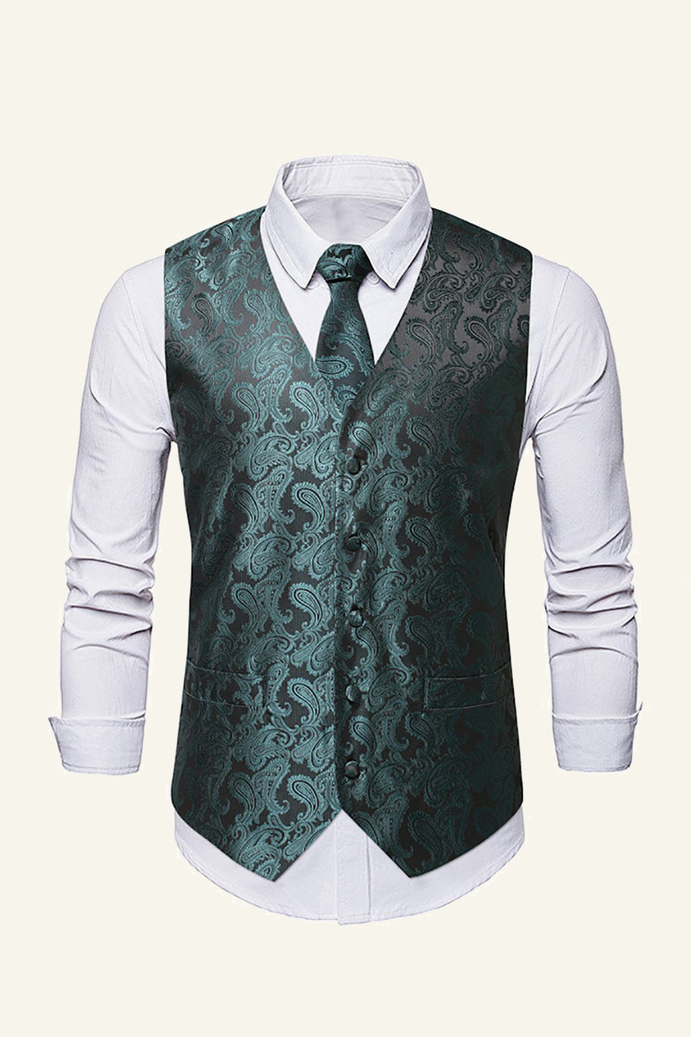 Gilet de costume pour homme à poitrine unique Slim Fit Print