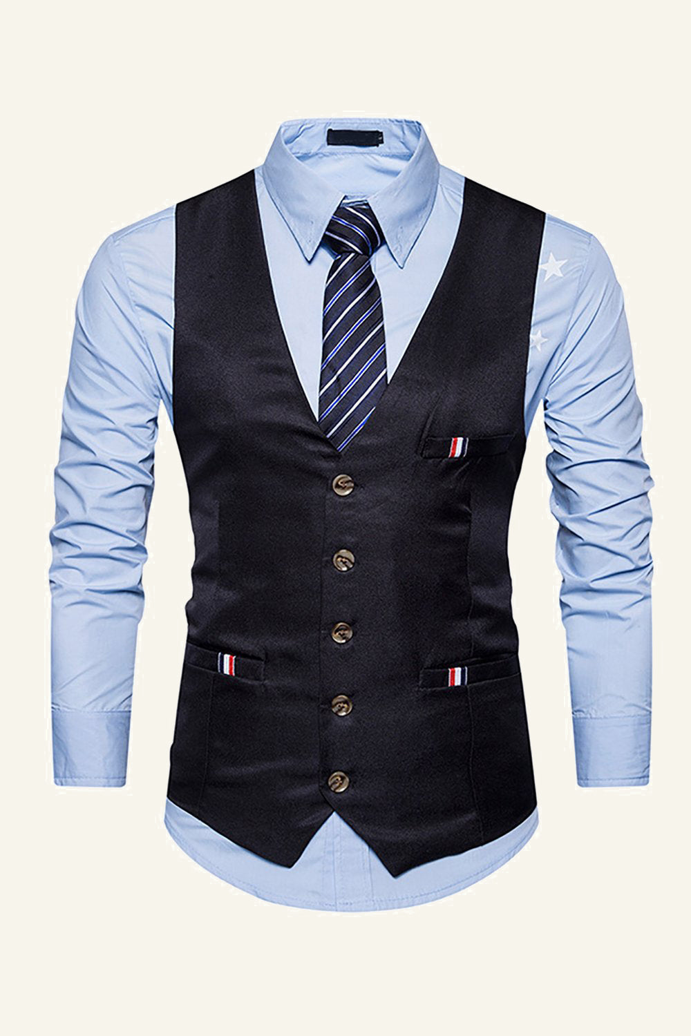 Revers noir à poitrine unique Gilet noir pour hommes