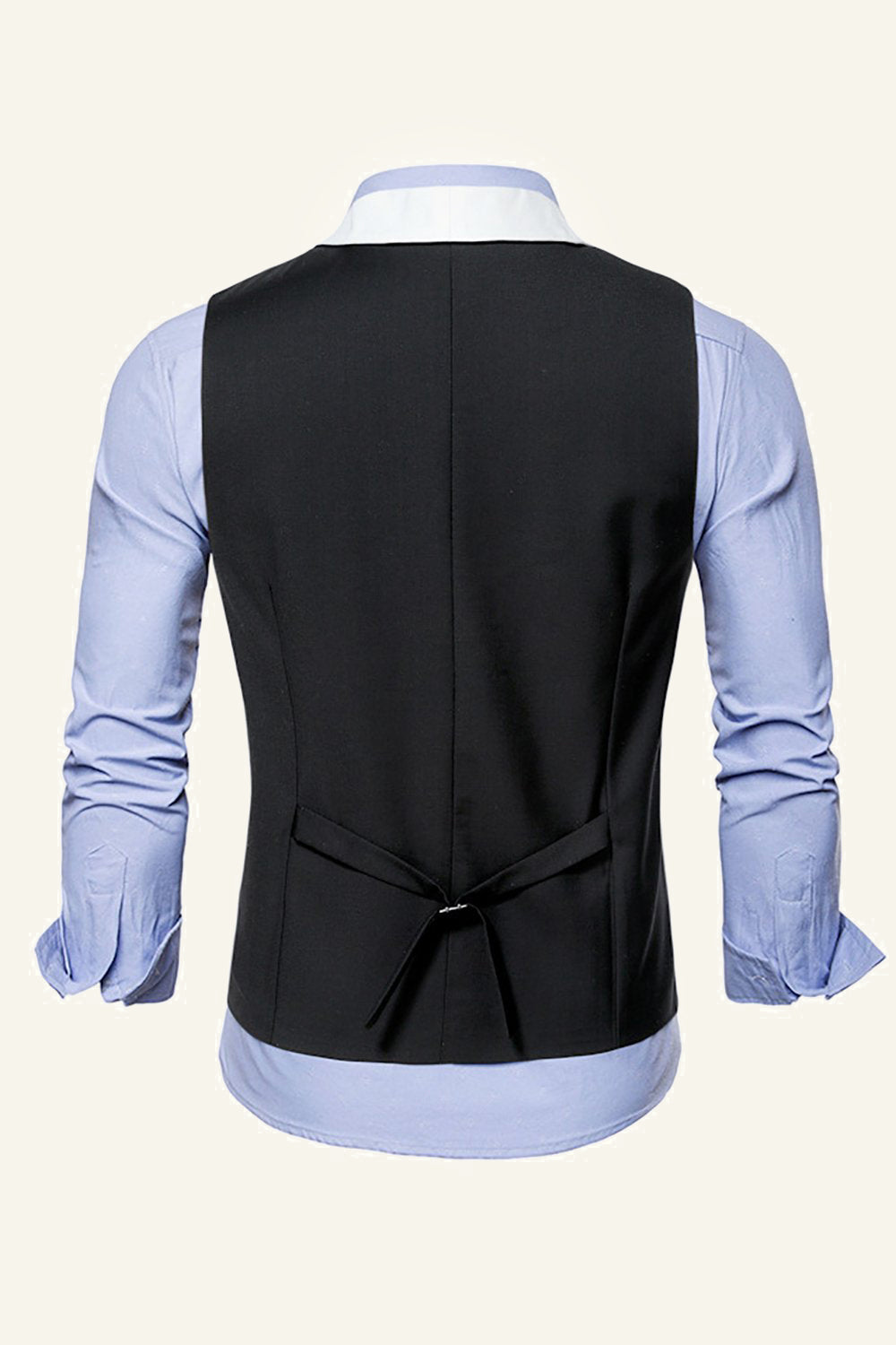 Châle noir Revers Double Poitrine Gilet de costume pour homme