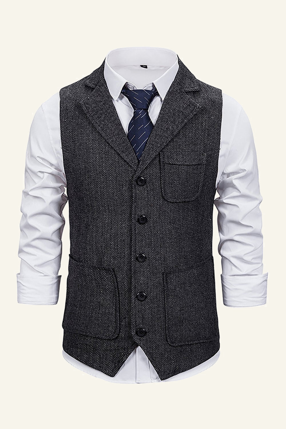 Peak Lapel Single Breasted Men’s Suit Vest