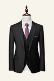Black Notched Lapel 3 pièces mariage hommes costumes