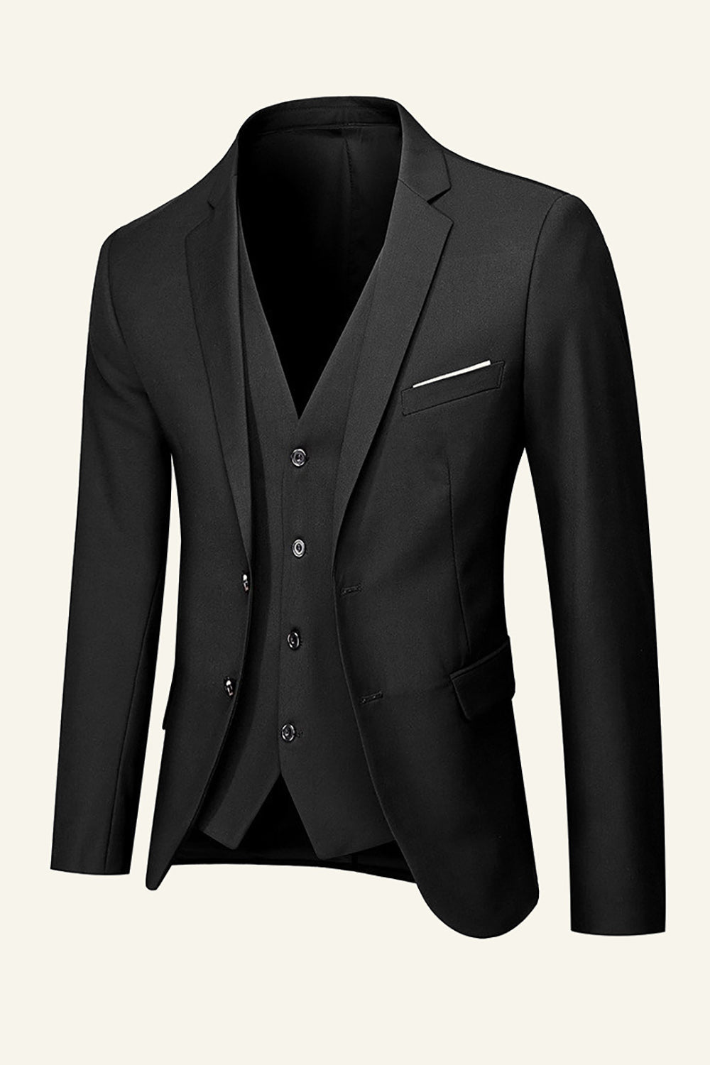 Black Notched Lapel 3 pièces mariage hommes costumes