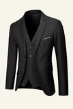 Black Notched Lapel 3 pièces mariage hommes costumes