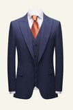 Bleu foncé Pinstriped 3 pièces Hommes Costumes de mariage