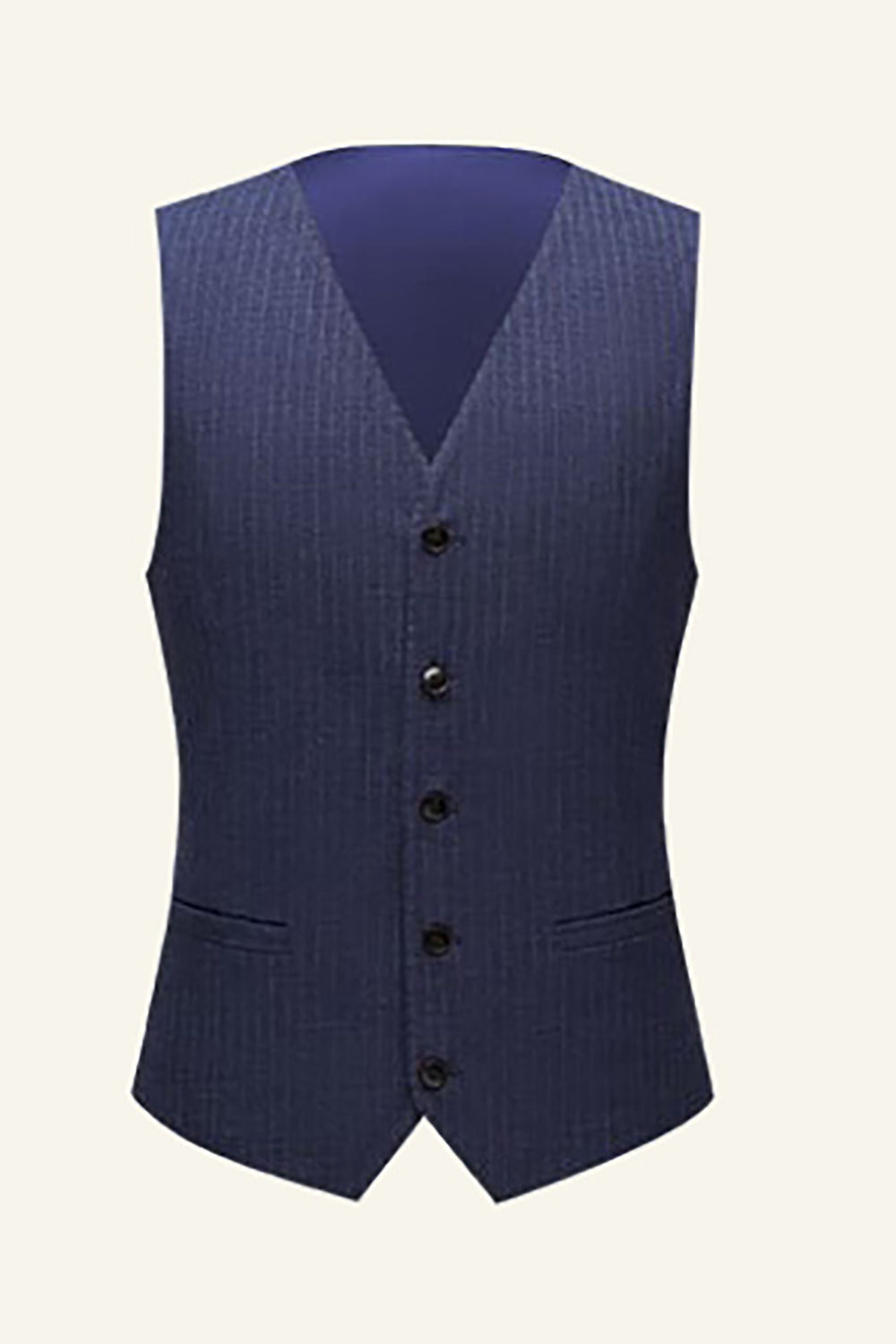 Bleu foncé Pinstriped 3 pièces Hommes Costumes de mariage