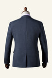 Costume 3 pièces bleu foncé à poitrine unique pour homme