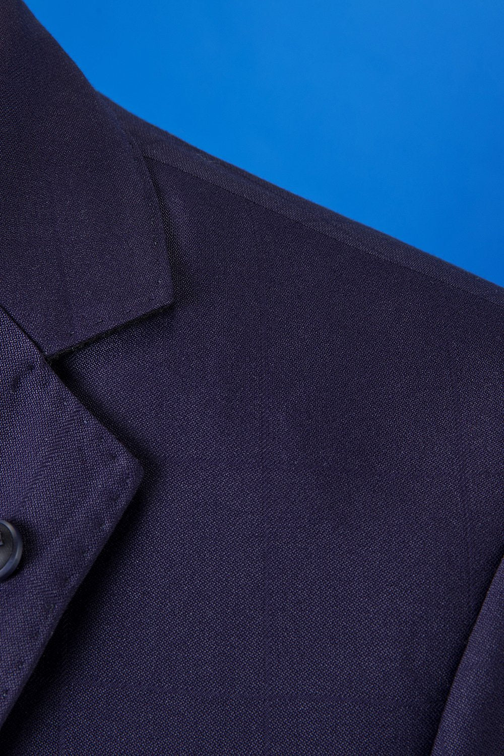 Bleu foncé Grille de revers crantée 3 pièces Costume pour homme