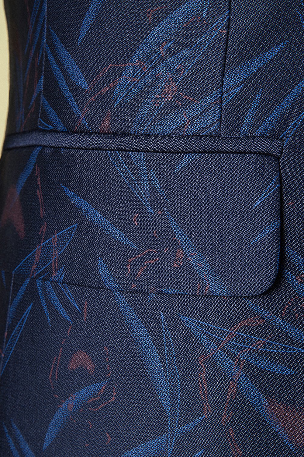 Bleu foncé à revers à pointe imprimé smoking 3 pièces pour homme