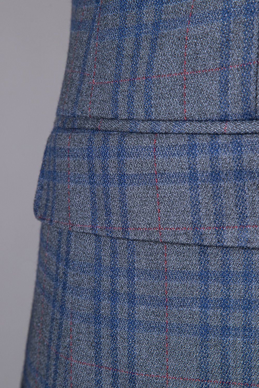 Costume 2 pièces pour homme à carreaux à carreaux bleus à double poitrine