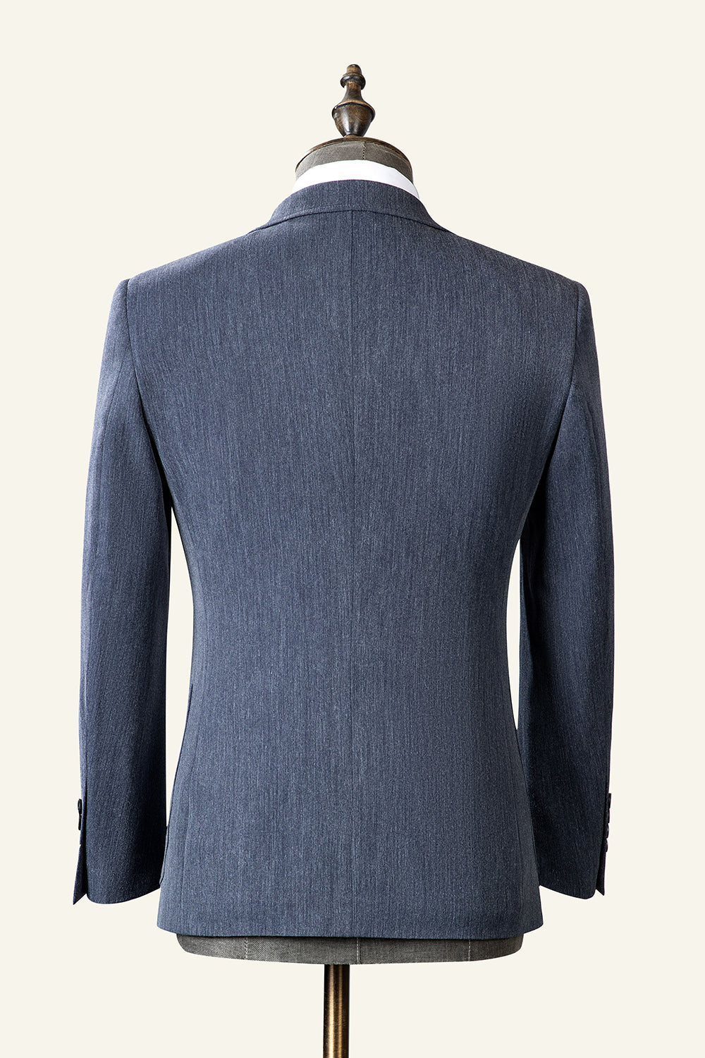 Grey Blue Notched Lapel Classic 3 pièces costume pour homme