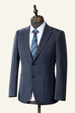 Grey Blue Notched Lapel Classic 3 pièces costume pour homme