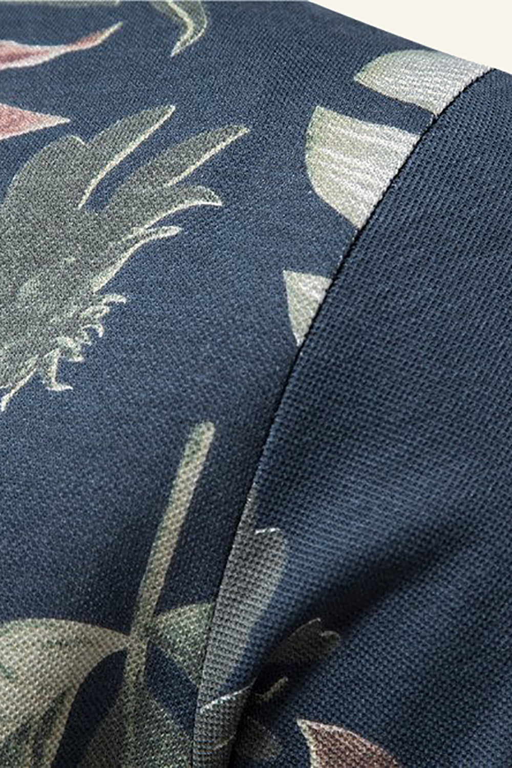 Navy Regular Fit Feuilles à col et polo imprimé fleur pour homme