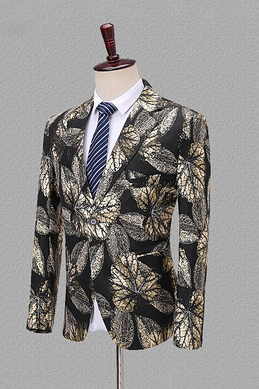 Revers noir et doré Jacquard Blazer pour homme