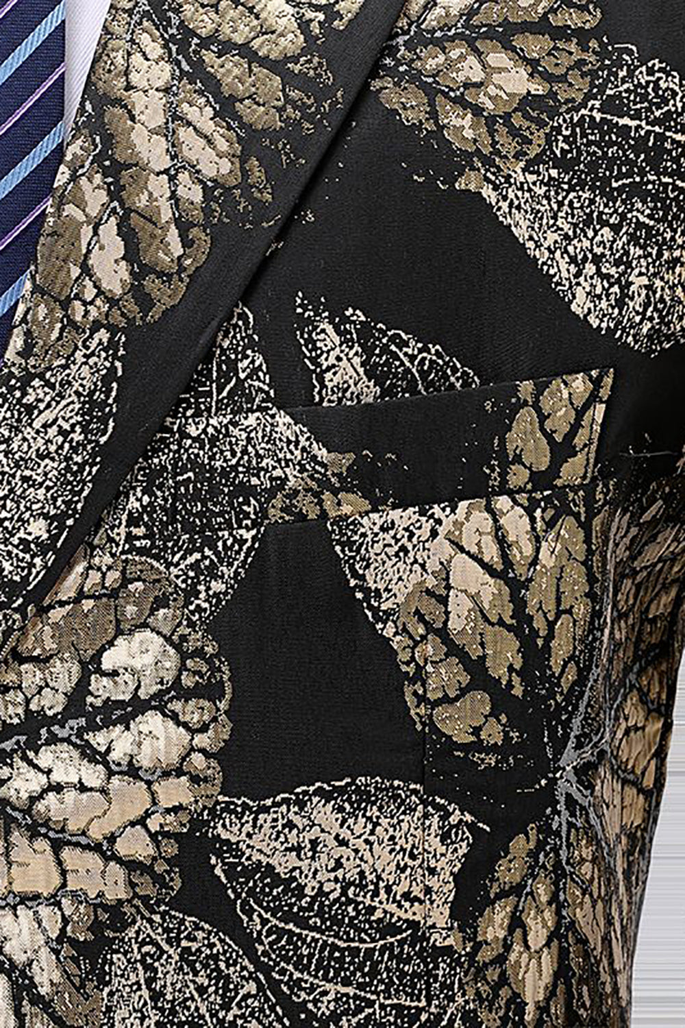 Revers noir et doré Jacquard Blazer pour homme