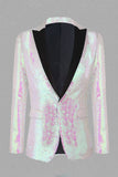 Paillettes blanches scintillantes Peak Lapel Blazer de bal pour hommes