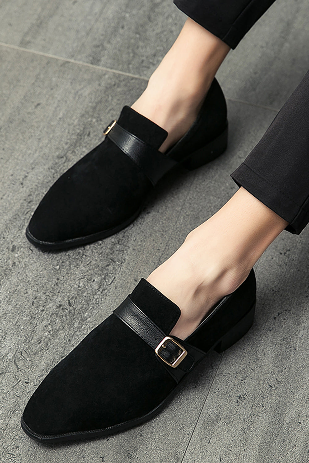 Black Slip-On Monk Chaussures pour hommes