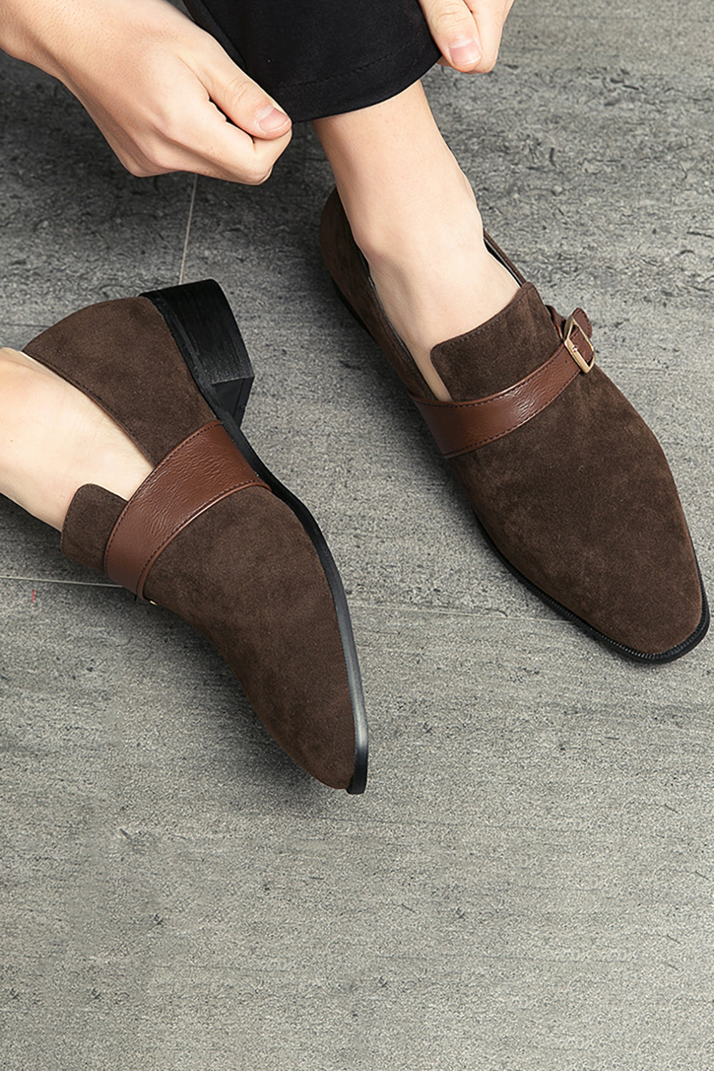 Black Slip-On Monk Chaussures pour hommes