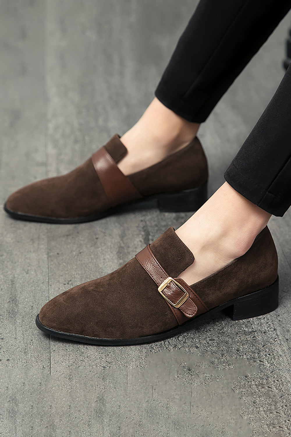 Black Slip-On Monk Chaussures pour hommes