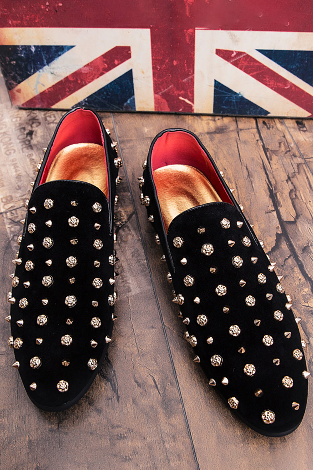 Chaussures décontractées en cuir pour hommes avec clous