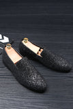 Chaussures à paillettes noires slip-on pour hommes