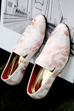 Pink Jacquard Slip-On Chaussures Homme
