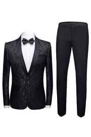 Noir 2 Pièces Jacquard Costumes de Mariage Homme