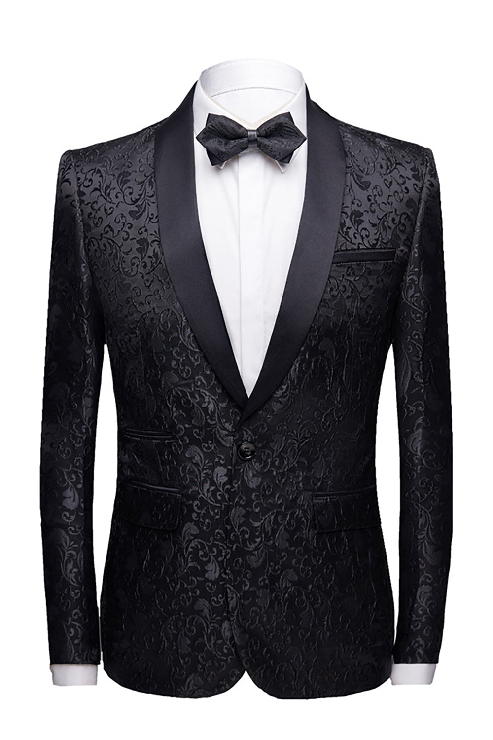 Noir 2 Pièces Jacquard Costumes de Mariage Homme